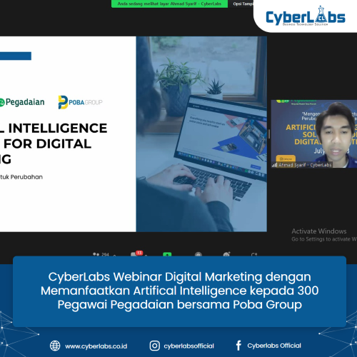 CyberLabs Webinar Digital Marketing dengan Memanfaatkan Artifical Intelligence kepada 300 Pegawai Pegadaian bersama Poba Group